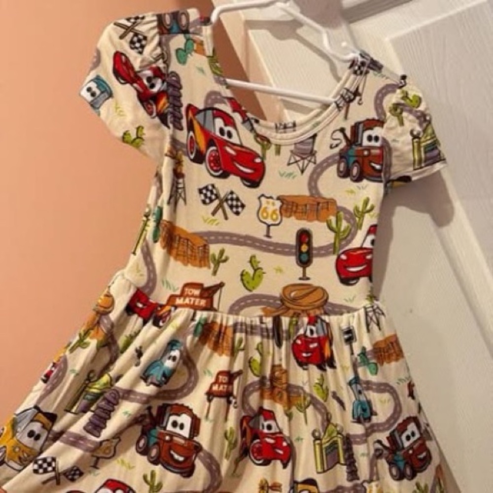 Little Sleepies Cream Cars & Roads Short-Sleeve Dress